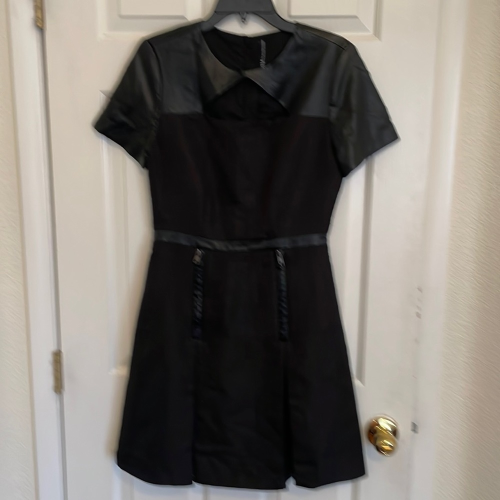 W118 Walter Baker black dress with faux leather details
